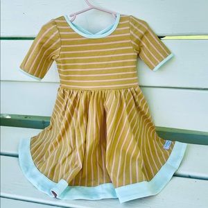 SweetHoney Mustard and Light pink stripe dress